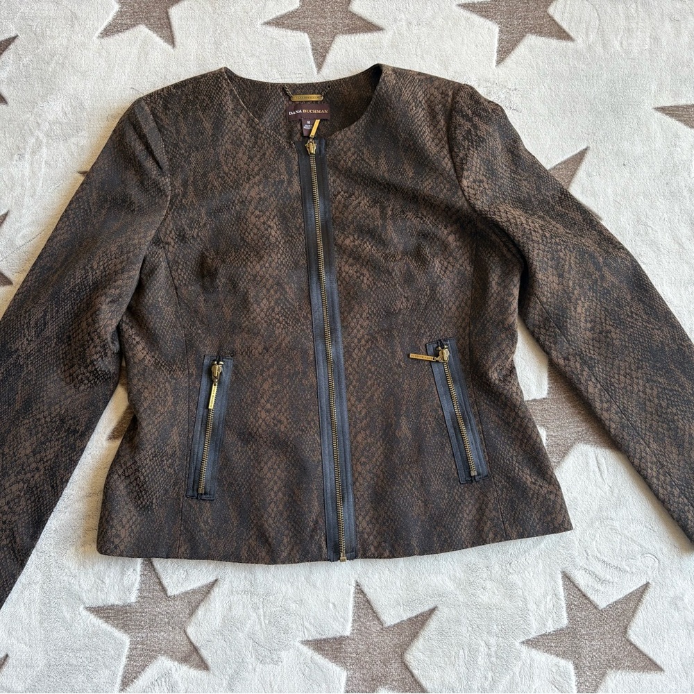 Dana Burchman Snake Skin Pattern Full Zip Jacket